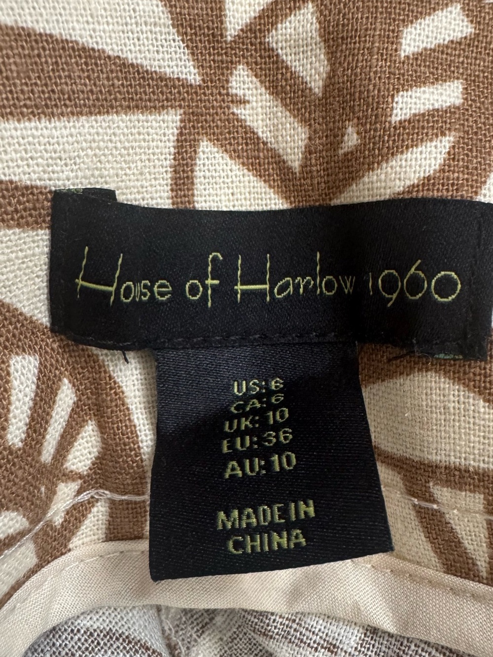 House of Harlow 1960 Beige and Brown Leaf Print Wide Leg Pants & Top Set - Picture 10 of 14